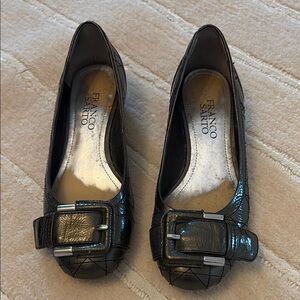 Franco Sarto Black Quilted Buckle Flats